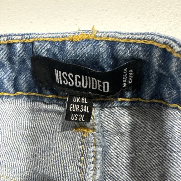Missguided Womens Jeans Sz 2L High Rise Straight Leg Light Wash Blue Denim Pants - Picture 5 of 15
